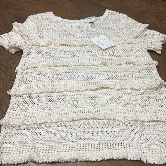 JOIE BNWT Boho Fringe Crochet Top - Picture 5 of 10